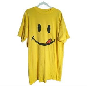 VTG Joe Boxer Girlfirend T-Shirt OSFA 1990s Smiley Face Yellow Hip Cute